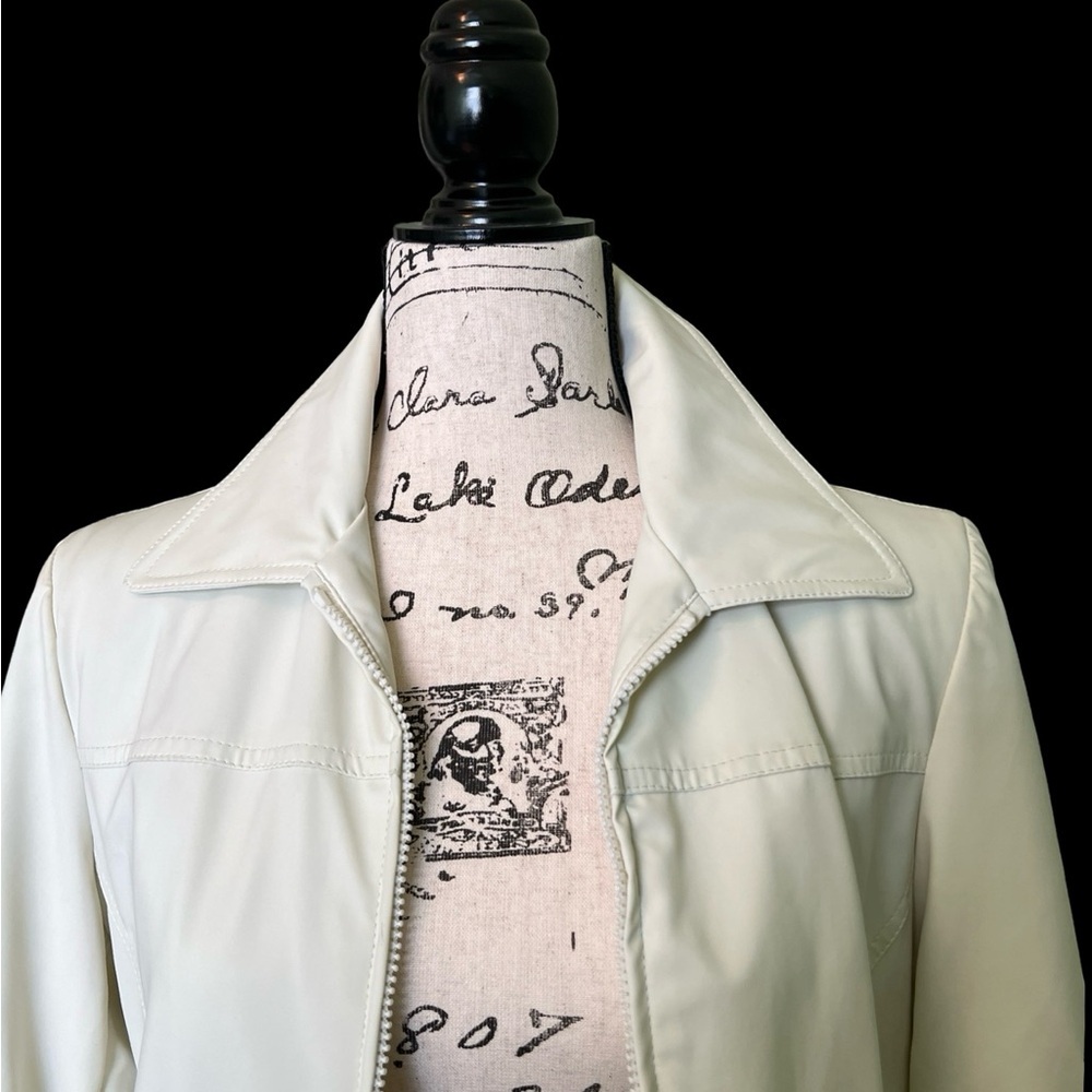 Giacca Gallery White Tie at Waist Lightweight Lined Zipper Safari Jacket S - Picture 7 of 10